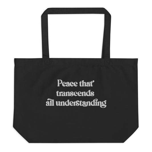 Large Embroidered "Peace" Tote Bag