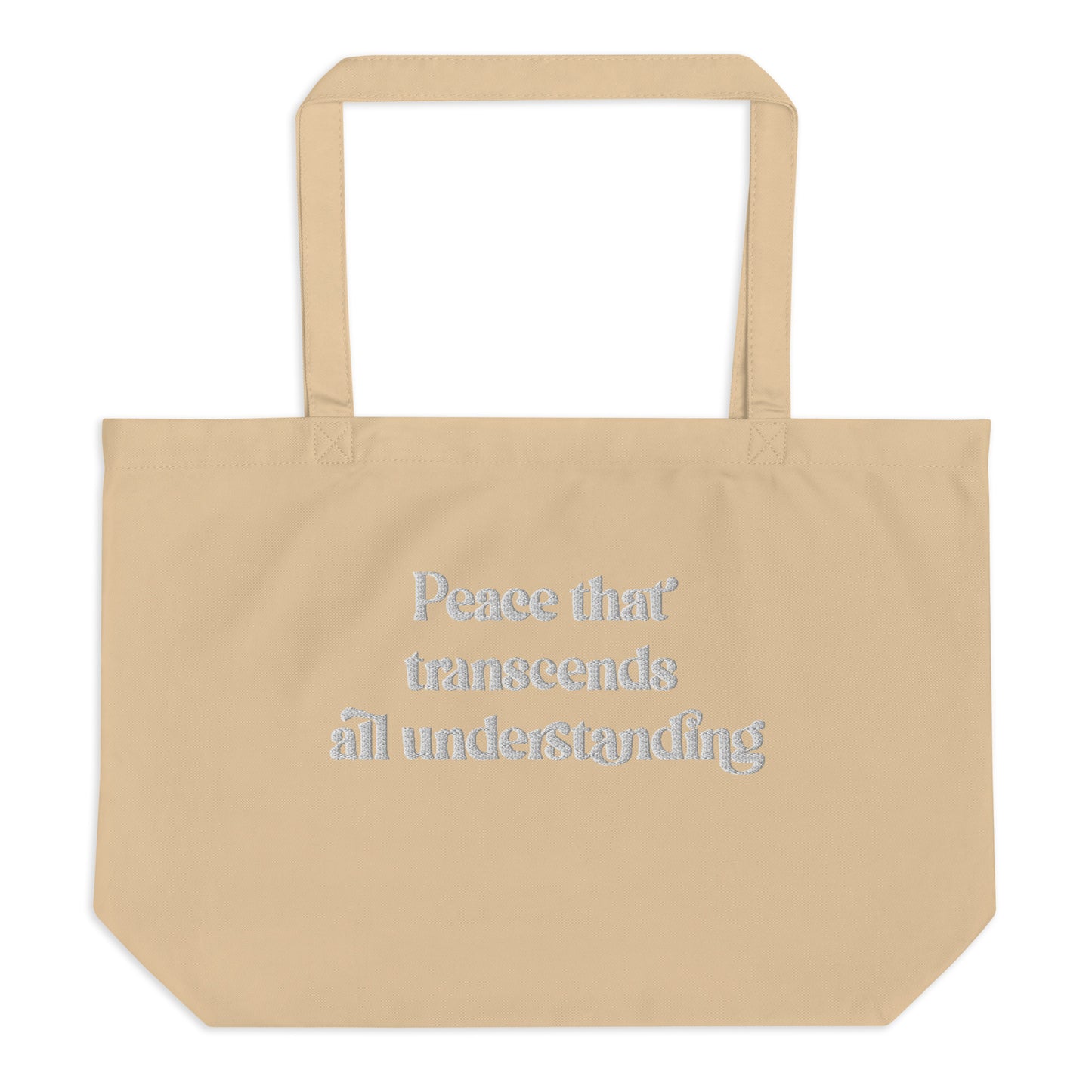 Large Embroidered "Peace" Tote Bag